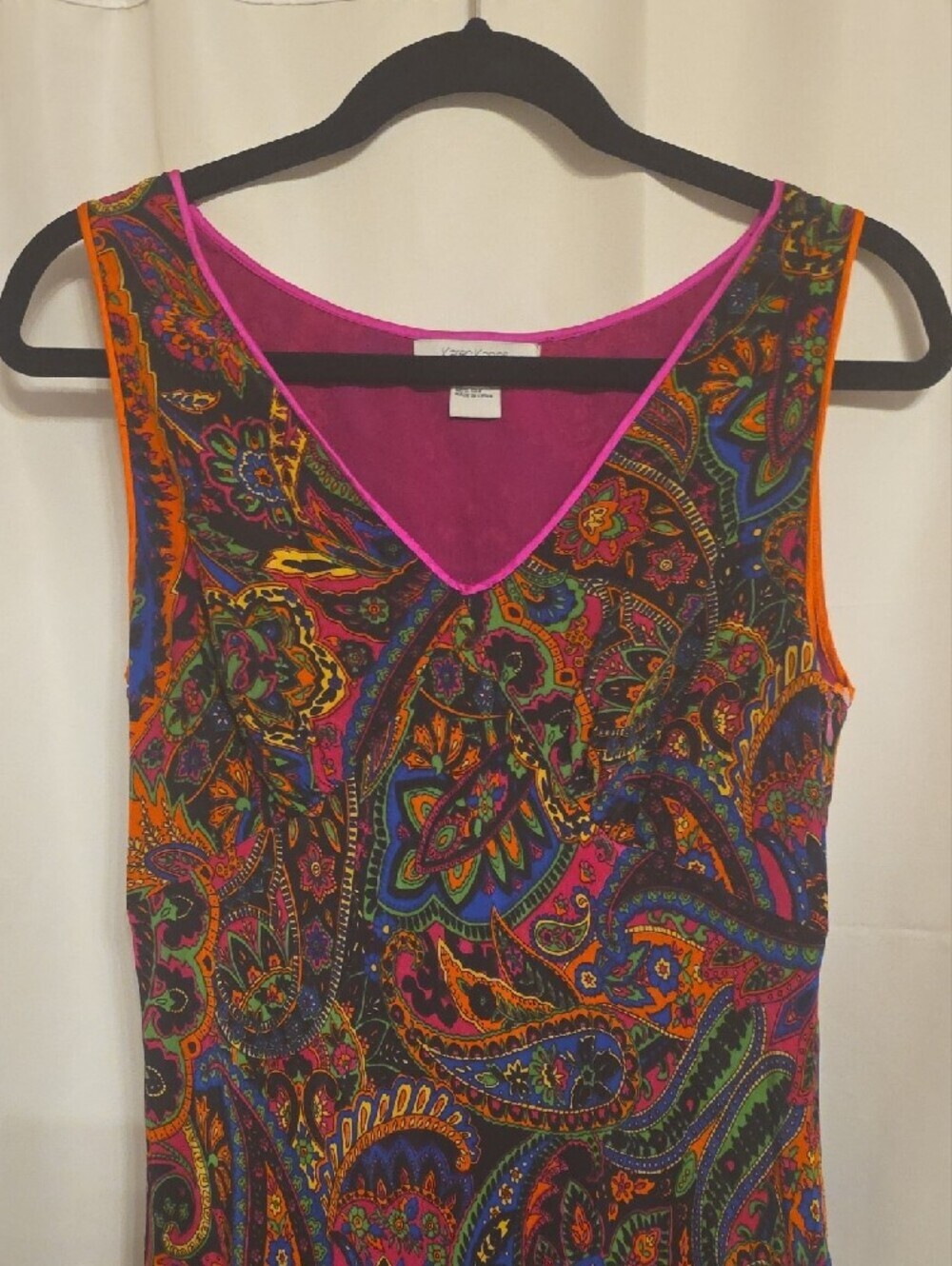Karen Kane Silk Multicolor Paisley V-Neck Maxi Dress Size M Lined